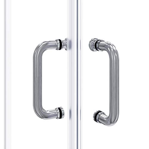 Elegant Corner Shower Enclosure Sliding Door 34'' D X 34'' W X 72'' H Double Sliding Shower Doors 1/4 In.clear Glass French Corner Enclosure,Brushed Nickel (Shower Base No Included) #TOP7