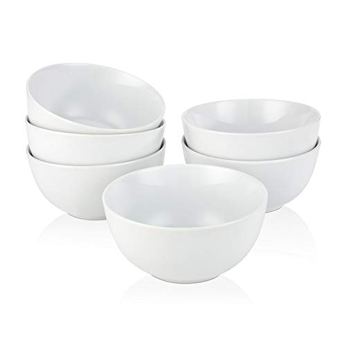 Cereal Bowls 22oz White Porcelain Soup Bowls Set for Salad Pasta Oatmeal Nut 55inch set of 6