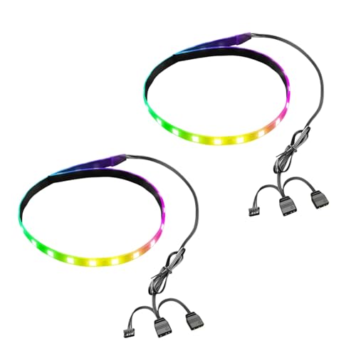 Cuifati 2PCs Magnetic RGB Strip Light for PC Case 15.7in 5V 365 Light Effects Customizable Colors ARGB Aura Sync LED Strip for Computer Chassis Decoration
