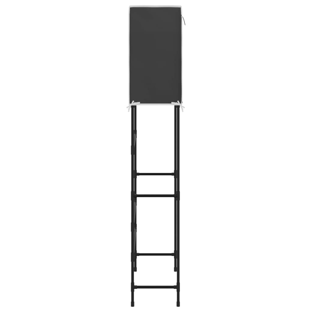 Regał na pralkę z 2 półkami i zasłoną z włókniny, regał łazienkowy nad pralką, stabilny regał stojący z żelaza, 71 x 29,5 x 170,5 cm, czarny