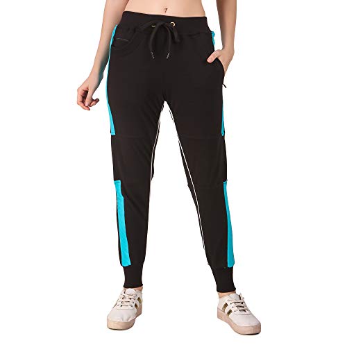 Image of UZARUS Women's Cotton Slim Fit Joggers Track Pants with 2 Zippered Pockets