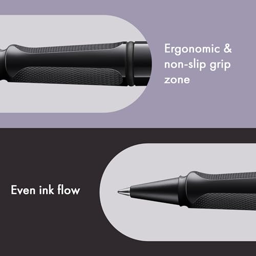 Image of Lamy Safari Meteorite Rollerball Pen with Ergonomic Grip, Line Width M - For Comfortable Writing - Made of Robust ASA Plastic - with Roller Refill M 63 Black