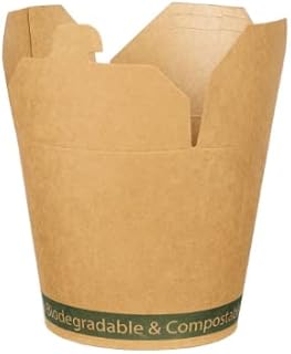 16oz Kraft Round Noodle Boxes [16oz, 50pcs ] Brown takeaway Chinese Disposable Containers, Biodegradable Compostable Eco-Friendly Paper, Recyclable pla small folding white organic tub, meal box