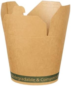 16oz Kraft Round Noodle Boxes [16oz, 50pcs ] Brown takeaway Chinese Disposable Containers, Biodegradable Compostable Eco-Friendly Paper, Recyclable pla small folding white organic tub, meal box