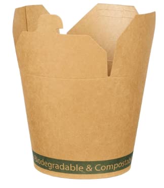 50 X 16oz, 26oz, 32oz, Kraft Takeaway Noodle Boxes. Round to Go Biodegradable Box (26oz Kraft Noodle Box)