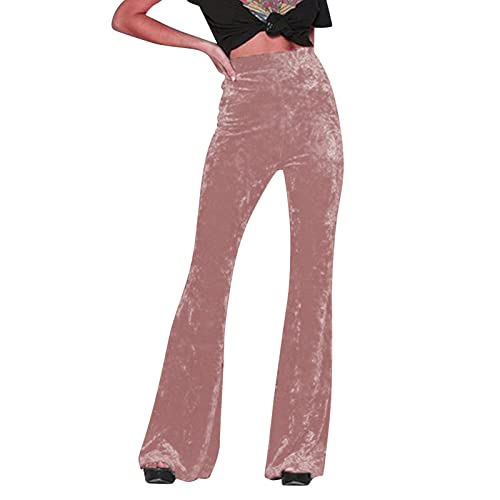 Pantalones de cintura alta y pierna ancha para mujer, pantalones acampanados de terciopelo, pantalones retro vintage, casuales, negocios, trabajo, pantalones largos acampanados, pantalones elásticos