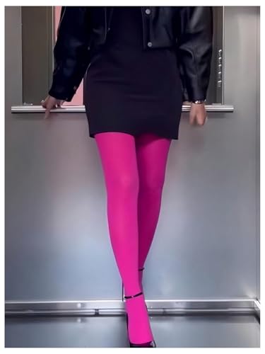 Image of WDIRARA Women's Burgundy Red Opaque Tights Pantyhose Tights High Waist Stockings