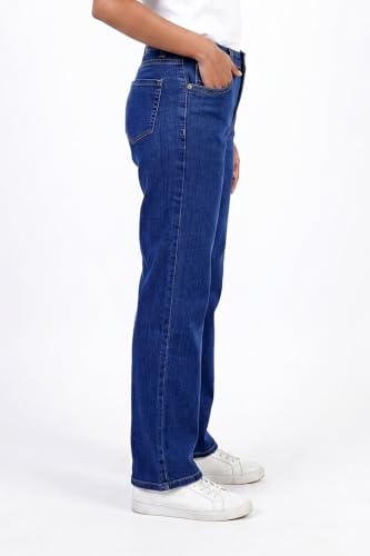 Image of Women's High Rise Wide Leg Denim Jeans | Stretchable Casual Blue Jeans for Women | Classic 5 Pocket Style | Comfortable Everyday Wear