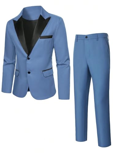 EMERAIDVLN Mens Tuxedo Suit Set 3 Piece, One Button Blazer Jacket Vest and Pants Suits for Dinner Prom Wedding Party Business3