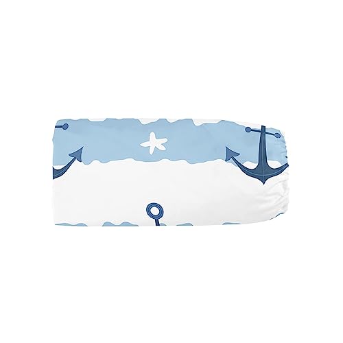 Image of Crib Bedding Set, 3-Piece Nursery Bedding with Comforter, Crib Sheet & Crib Skirt, Blue White Stripes Starfish Anchor Nursery Bedding for Baby Boys and Girls (Anchor Blue)