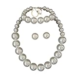 Ldabrye Juego de collar y aretes de perlas de imitación, colección completa de joyas para eventos formales, uso diario, collar y pendientes, talla única, como se describe, como se describe