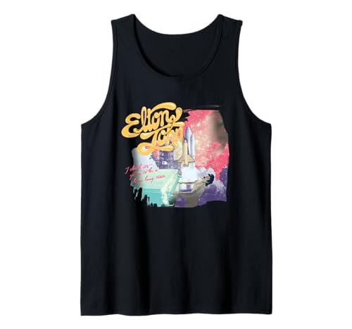 Image of Official Elton John Colorful Long Time Black Tank Top