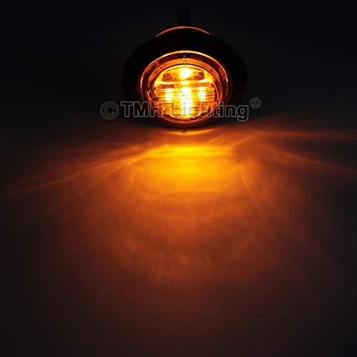 12 Pcs Tmh 1-1/4 Inch Mount Amber Lens & Amber Led Clearance Markers, Side Marker Lights, Led Marker Lights, Led Side Marker Lights, Led Trailer Marker Lights, Trailer Marker Light #TOP5