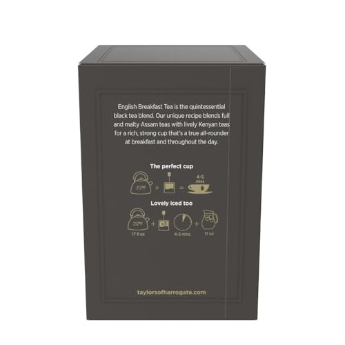 Image of Taylors of Harrogate English Breakfast, Black Tea, Individually Wrapped Bags, 20 Count (Pack of 6), Rich, Bright & Malty, Caffeinated, Enjoy Hot or Iced, 120 Teabags