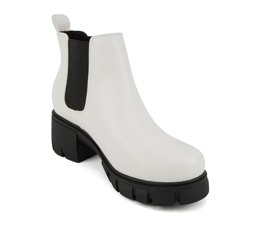 Image of Soda PIONEER ~ Women Lug Sole Mid Heel Chelsea Fashion Ankle Bootie w /Double Elastic Gore