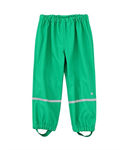 Hiheart Girls Boys Cotton Lined Reflective Waterproof Rain Pants Green 8-9 cover