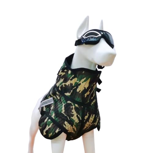 Adjustable Hunting Dog Vest with Collar Protection, Reflective Security Dog Clothes (Short Armor, XS)