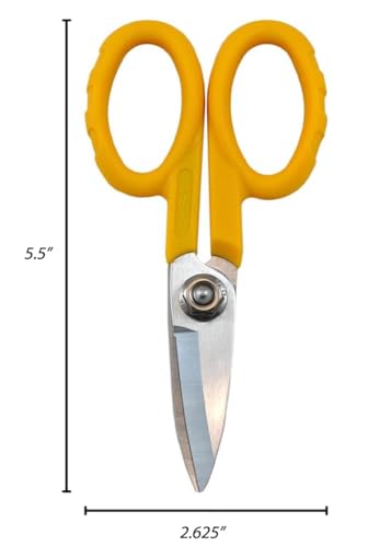 Miller KS-1 Yellow Fiber Optic Kevlar Scissors, Easily Portable Utility Scissors for Working Technicians, Electricians, and Installers, Heavy-Duty Cable Cutters, 5.5 Inches