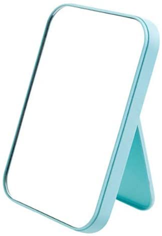 Desktop Makeup Mirror,Foldable Makeup Mirror Simple Portable Princess Mirror Square Mirror Makeup Mirror Small Mirror with Stand for Women (blue)