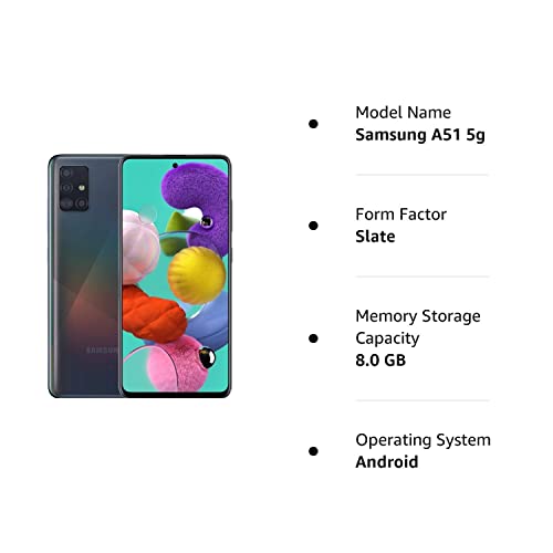 Samsung Galaxy A51 5G | A516U | 128Gb | Single Sim | Gsm Unlocked | Android Smartphone | Black (Renewed) #TOP5