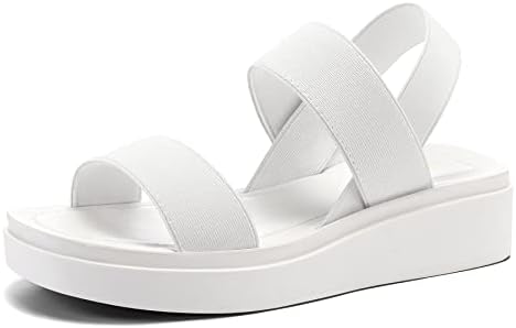 mysoft Women's Platform Wedges Sandals Slingback Lightweight Elastic Ankle Strap Low Wedges Walking Sandals Comfortable Slip On Casual Shoes