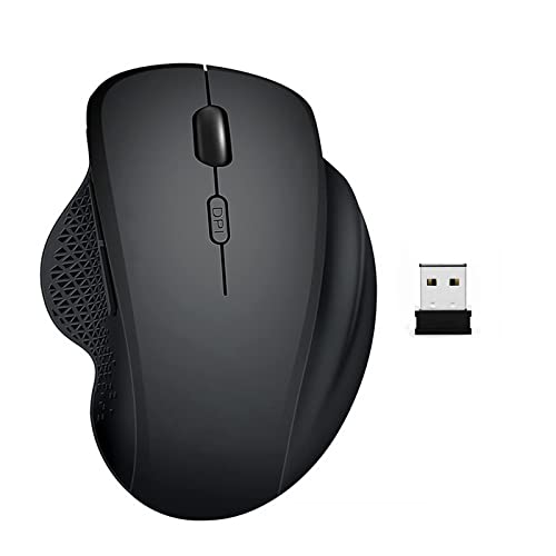 Guuueoo Wireless Computer Mouse, 2.4G Portable Silent Ergonomic Mouse With Usb Receiver, 3 Adjustable Dpi, 6 Buttons-Optical Mouse For Laptop, Pc, Tablet (Black) #TOP6