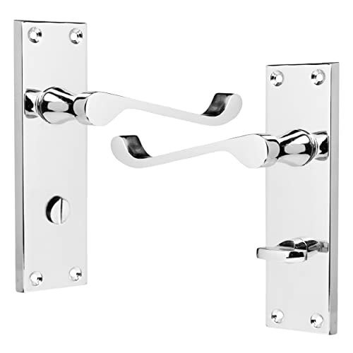 Satin Nickel Victorian Scroll Privacy Bathroom Lever Latch