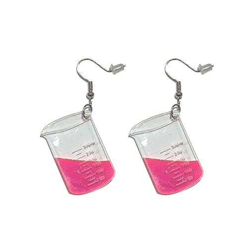 Lovely Bottle Dangle Earrings Acrylic Lightweight Transparent Measuring Cup Potion Bottle Funny Earrings for Women Science Chemical Jewelry Gifts