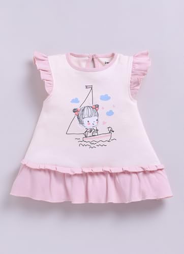 Image of Smart Baby Cotton Frock Set for Baby Girl - Stylish Soft Dress Girl in Ship Print & Frill Collar | Pack of 1
