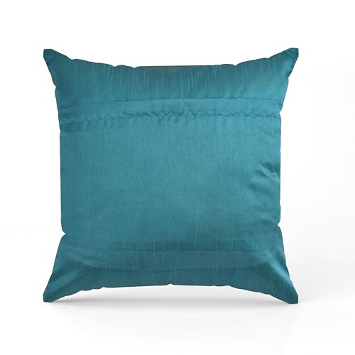 Image of TEXIVA Premium Velvet Cushion Covers Set of 5, 16x16 Inch Sofa Cushion Covers with Hidden Zipper, Modern Chevron Pattern - Blue