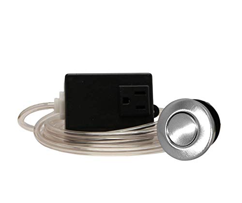 Presair Sink Top Air Switch Kit with Single Outlet, Brushed Nickel Button for Garbage Disposal, Part Number PBA-01/B370BN