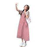KOSFESFJHD Damen Pink Utility Ärmellose Overalls Kleid Sommer Langer Rock Für Damen-Pink01-L