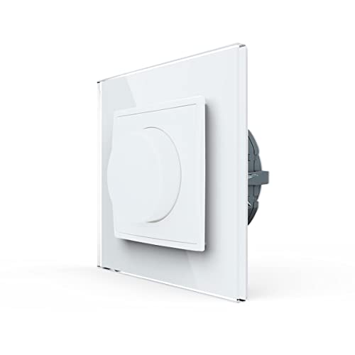 LINA Dimmer VDE Lichtdimmer Schalter Unterputz weiß Glasrahmen H1-D35DL Komplettset UP Kippschalter einfach Wippe Glas dimmbarer Wandschalter Dimmerschalter