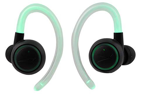 Altec Lansing True Glow Wireless Earbuds with Charging Case, IPX4 Waterproof TWS Bluetooth Earphones with Ear Hooks, Light Up Noise Isolating Stereo Sweatproof Earbuds, 24 Hours Play Time