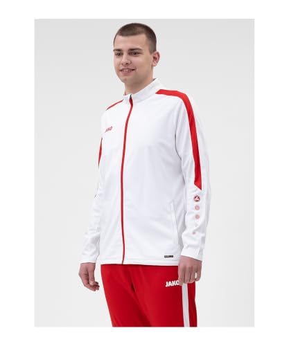 JAKO Herren Polyesterjacke Power, Weiß/Rot, M – Ansicht 3