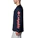 Columbia Men's Terminal Tackle Long Sleeve Fishing Shirt, Collegiate Navy/Sunset Red Logo, Large