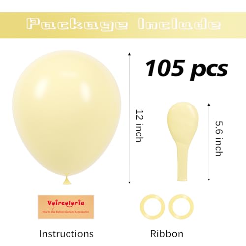 Image of Voircoloria 105pcs Pastel Yellow Balloons 12inch Party Latex Balloons for Boys Girls Birthday Baby Shower Gender Reveal Wedding Sunflower Party Decorations