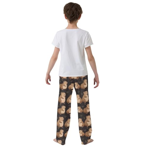 Boys' Pants Brown Capybaras Black Long Bottoms Jogger Pants Elastic Waist Trousers with Pockets S-XL3