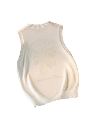 Verdusa Women's Lemon Graphic Sweater Vest Sleeveless Knitted Loose Tank Top Going Out Tops3