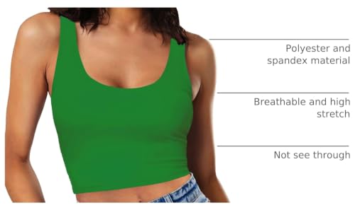 Image of Women's Sexy Sleeveless Crop Tops Double Layer Scoop Neck Cropped Tank Top