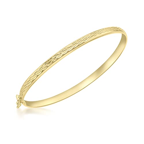 Image of CARISSIMA Women's 9ct Yellow Gold Diamond Cut Bangle