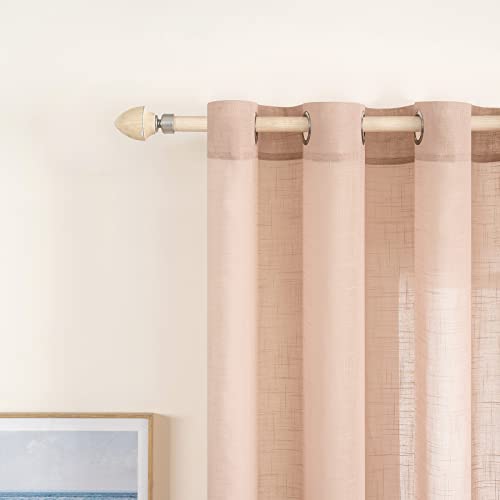 MIULEE Leinenoptik Voile Vorhänge Ösen 2er Pfirsich 140x160cm – Ansicht 3