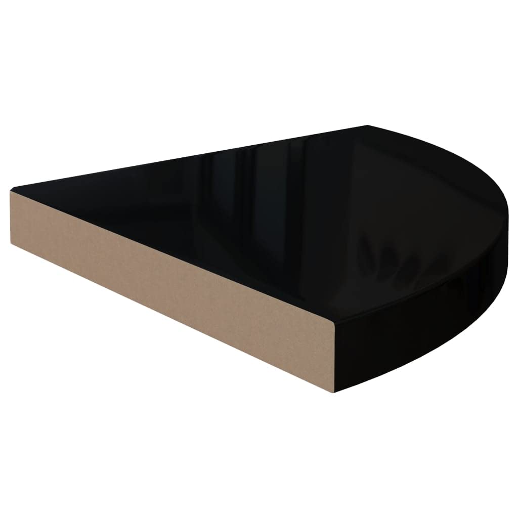 Eck-Schweberegale 2 STK. Hochglanz-Schwarz 35x35x3,8 cm MDF Wabenplatten-Design Metall Wandhalterung Unsichtbares Befestigungssystem Stabile Aufbewahrung für Bücher