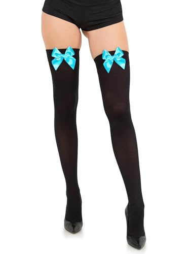 Image of Opaque Thigh High Bow Stockings for Women Thigh Highs Stockings with Bows Over The Knee Socks