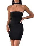 OYOANGLE Women's Sleeveless Strapless Choker Neck Tube Dress Mini Bodycon Pencil Dress Black XS