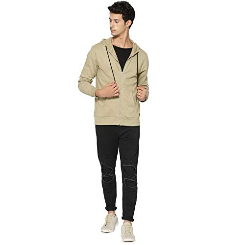 Image of CAHOOT Men's Zip-Front Hoodie with Contrast Drawstring for Casual Wear | Long Sleeve | Hooded Neck | Zipper Closure | Cotton Sweatshirt Crafted with Comfort Fit for Everyday Wear