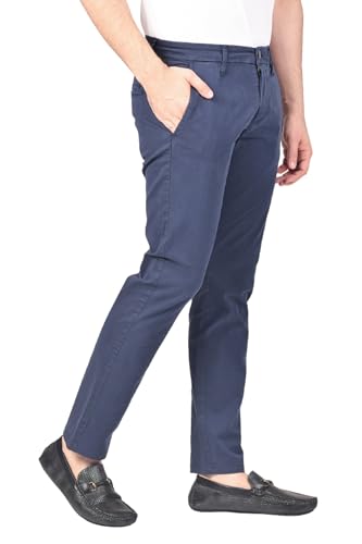 Image of Soroor Slim Fit Chinos Trousers Men - Stylish Mens Chinos for Work, Casual Trousers for Men UK, Comfortable Everyday Mens Trouser | Navy - 32L 34W | Stretch Premium Twill Cotton Men's Chino