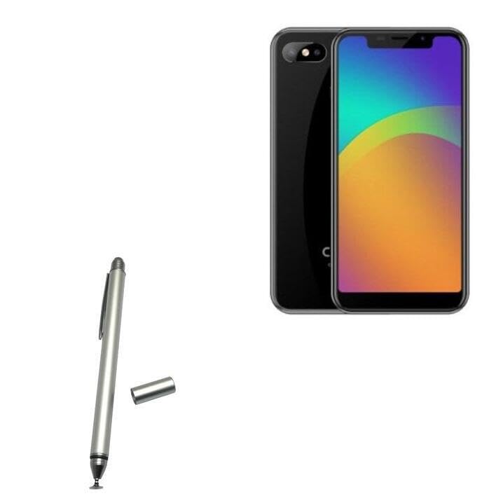BoxWave Stylus Pen Compatible with Coolpad Cool Play 7 - DualTip Capacitive Stylus, Fiber Tip Disc Tip Capacitive Stylus Pen - Metallic Silver