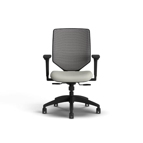 Image of HON Solve Office Chair, Ergonomic Office Chair Mesh Back Support, Adjustable Lumbar Support, Height Adjustable Arms, Black Frame, Fog
