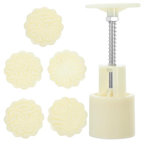 Frcolor 立体?瑰花手押し月餅型 シリコンプラスチック製再利用可能クッキースタンプ付き 中秋節用ケーキモールド デザートや和菓子手作り